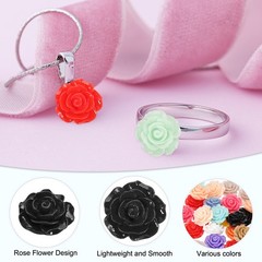 20mm Rose Flower Resin Cabochon 30Pcs Mini Rose Flower Resin Black