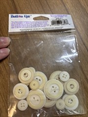 Button Ups Adhesive Buttons Photo Safe New White & Cream Scrapbooking