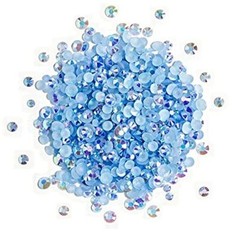 Lt. Sapphire AB Flat Back Gems, Faceted Round Rhinestones in 3 Sizes