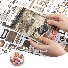 Pre-Cut Vintage Sticker for Journaling, 595PCS – 50 Sheets Washi Brown Scrapb…