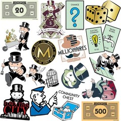 MONOPOLY VARIETY DIE CUT VINYL 50 CT STICKER PACK