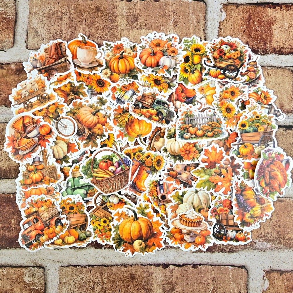 Fall Harvest Pumpkin Stickers | Rustic Autumn Cottagecore | Set of 10 Stickers