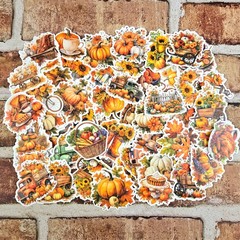 Fall Harvest Pumpkin Stickers | Rustic Autumn Cottagecore | Set of 10 Stickers