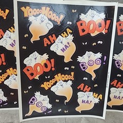 Lot Vintage Hallmark AGC Stickers Sticker Sheets Halloween Ghost Dogs Bat Witch