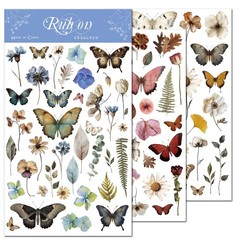3 Sheets Butterfly Rub-on Transfer Stickers Use for Fabric Paper Wood Chips DIY