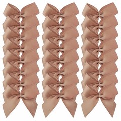50pcs 1.2-Inch Mini Bows for Crafts Satin Ribbon Bows in Khaki Color Gift Appliq
