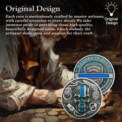 Police Challenge Coin, Thin Blue Line Skull Police Officers Prayer Coin Law E…