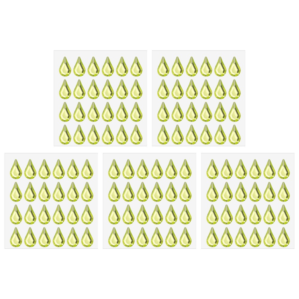 5 Sheet/120 Pcs Water Drop Self-Adhesive Rhinestone Sticker Light Yellow