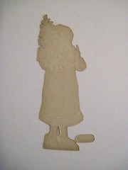 Antique Victorian Vintage Die-Cut Santa Scrap Carrying Christmas Tree w/Oranges*