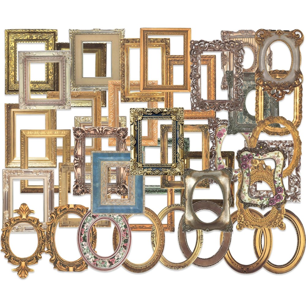 80 Pcs Vintage Baroque Frame Stickers for Scrapbooking, Aesthetic Colorful1