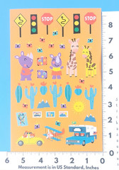 Vintage Adventure Animals Sticker Sheet (Orange Background)