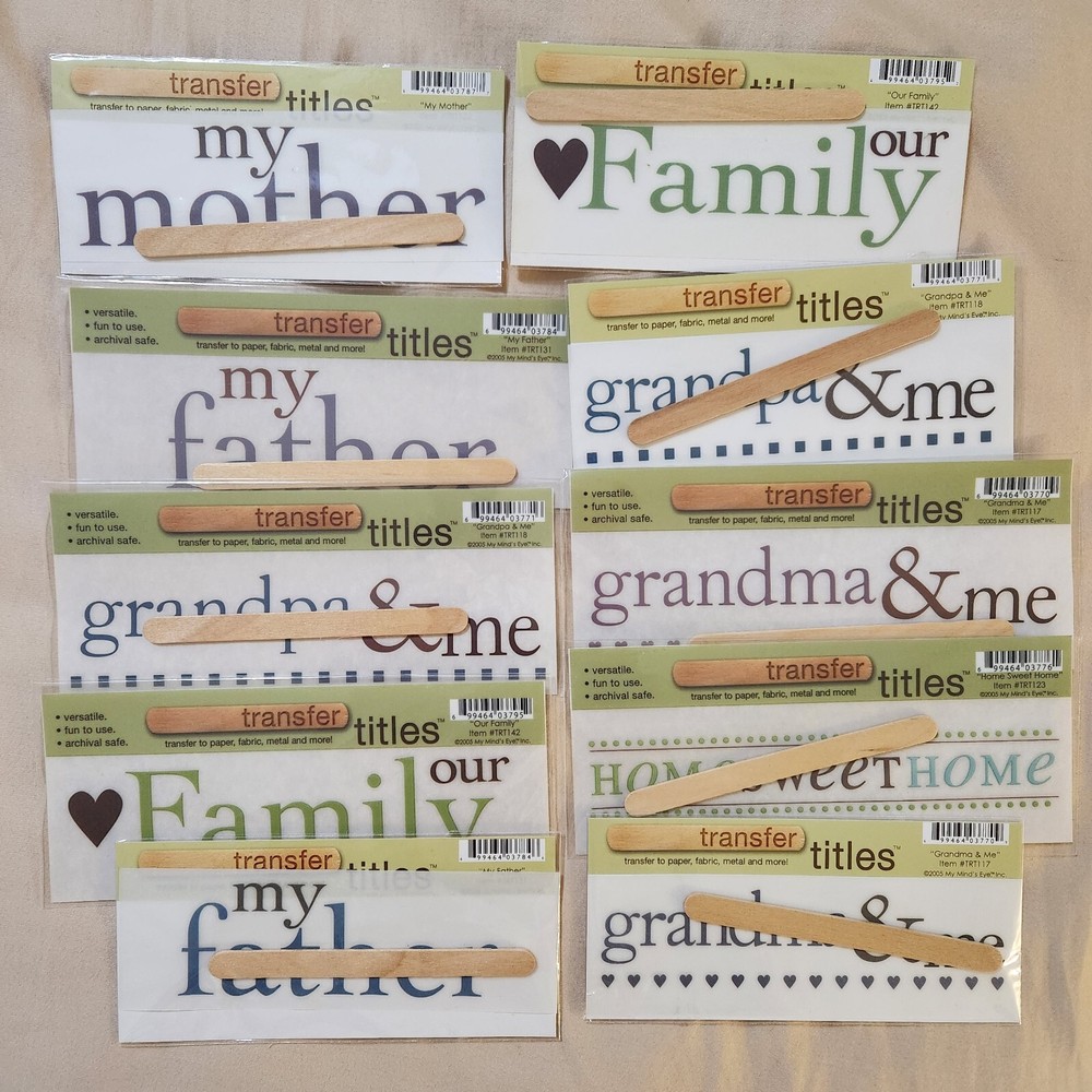 NEW Lot 10 MME Transfer Titles Family Father Mother Grandparents Home Sweet Home