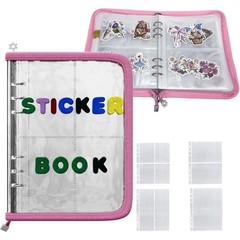 A5 Sticker Storage Book, 40 Pages, 180 Pockets, Pink