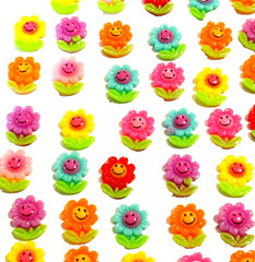 Lot of 50 Multicolor Smiling Flower Flatbacks For Crafting – NEW (#11)