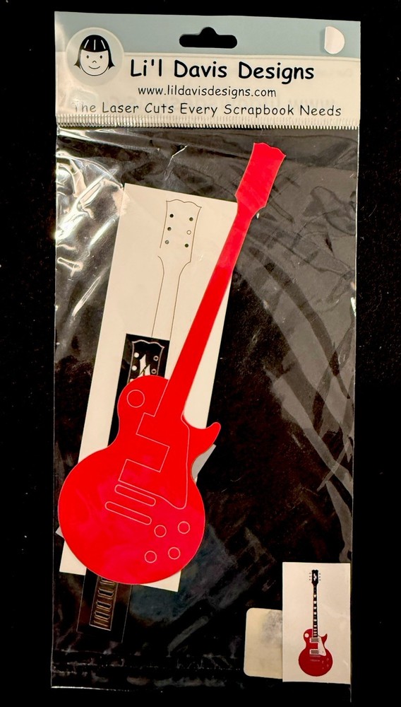 Li’l Davis Laser Cut Guitar Music Band Instrument Scrapbook Embellishment