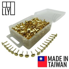 LLY 500 Pieces 8mm Round Brads, Paper Fasteners Metal Brads with Box, Golden