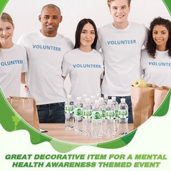 100 Pcs Mental Health Green Ribbon Water Bottle Labels – Waterproof Stickers for