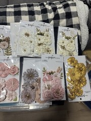 Floral Embellishments, Multicolor, Faux artificial paper/fabric embellishments