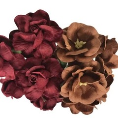Mixed 4 Sets Burgundy Brown Paper Flower Wedding Scrapbook Craft (Kit-DEC-4A)