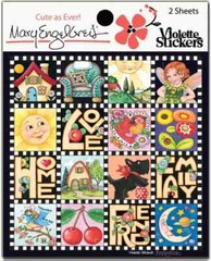 Mary Engelbreit Stickers 2 Sheets Whimsical Squares Love Home Sun Moon Dog House