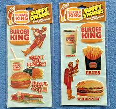 Vintage Burger King Puffy Stickers 1982 Sealed Package Gordy International