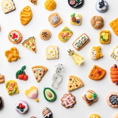 Slime Charms Food Cute Set – Mixed Lot Assorted Resin 10mm-25mm, A 100