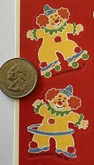 HAPPY CLOWN Sticker(9pc) Hallmark•Circus*Vintage 1982*Balloon*Trick*Card Making