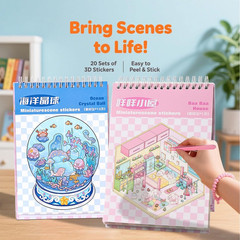 3D Sticker Scene Book for Adults, 20 Mini Sticker Scenes DIY Craft – Make Your O