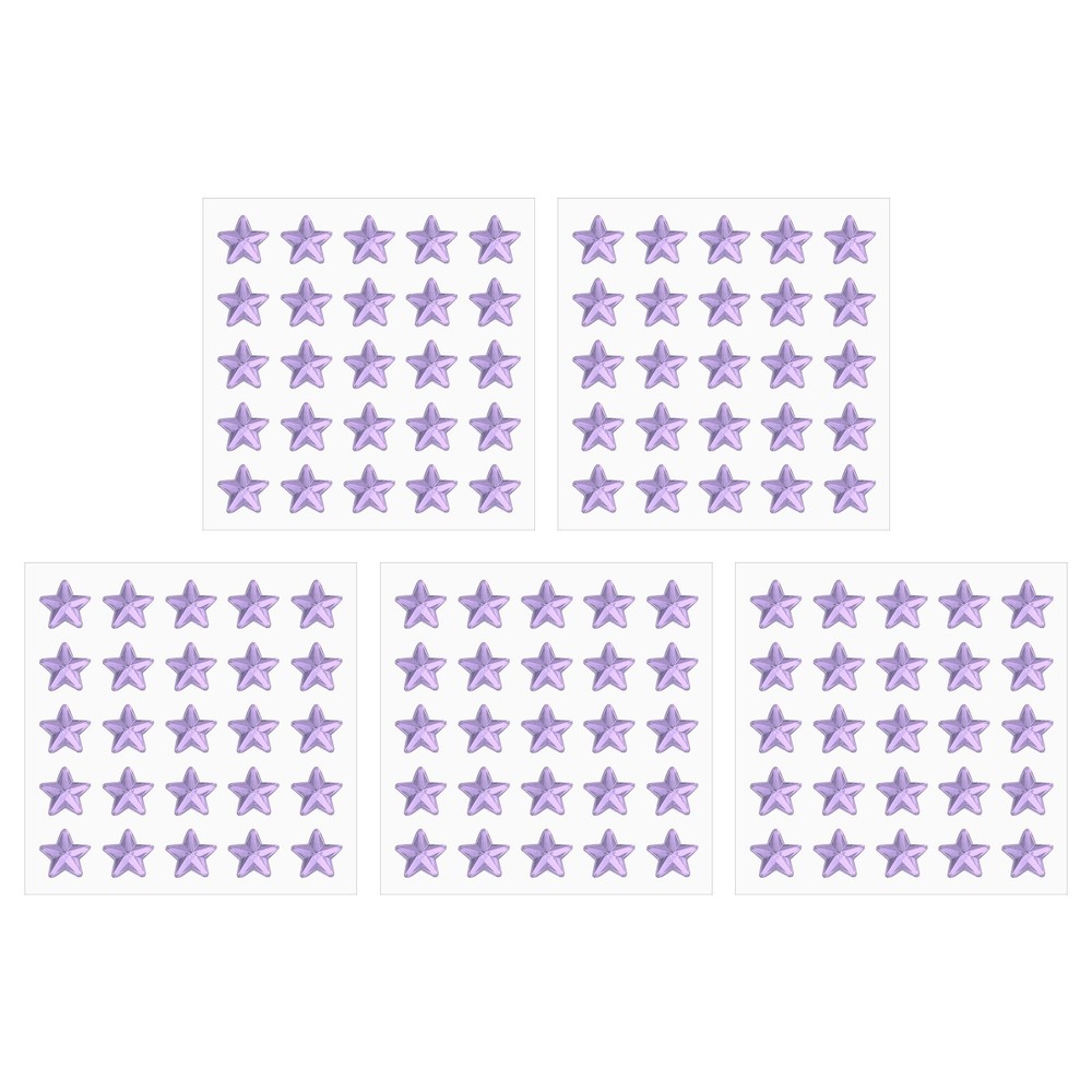 5 Sheet Star Gem Stickers 10mm, Self Adhesive Jewel Sticker Light Purple