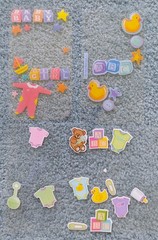 Lot of Baby Paper, Stickers, Ribbon for Card Making Scrapbooking Journaling