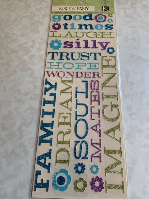 K&COMPANY STICKERS GLITTER WORDS LETTERS WORDS DESIGNS 25PCS (Separate letters)
