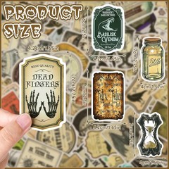 JUNEBRUSHS 324 Pcs Potion Labels, Vintage Gothic Aesthetic Dark Black