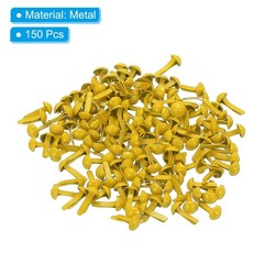 Brads for Paper Crafts, 150 Pcs Yellow Metal Round Paper Fasteners, 8 mm