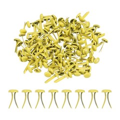 120Pcs Brads Paper Fasteners, 8×4.5 mm Metal Round Head Split Pins, Yellow