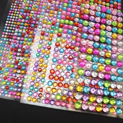 3 Sheet Mixed Color Bling Round Rhinestones Gems Self-Adhesive Sticker Flat Back