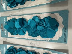 Lot of 3 Jolee’s Boutique Teal Blue Fabric Flower Embellishments – 12 Total