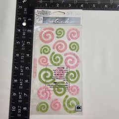 Sticko Velllum Stickers Spring Swirls Green Pink Glitter Sparkle Stickopotamus