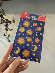 Vintage American Greetings Stickers Prismatic 2 Sheets NEW Celestial Sun & Moon