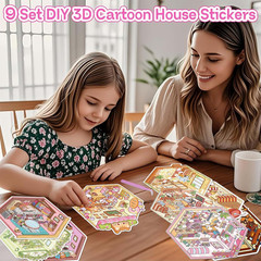 9 Sets 3D Sticker Scene, DIY 3D House Stickers for Kids and Adults