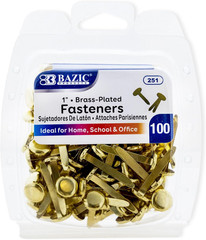 Brass-Plated Paper Fasteners Brads, 1 In, 100 Count, Standard Brad Fasteners, fo