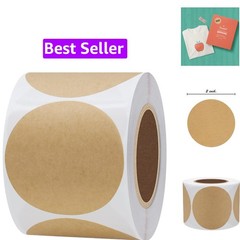 2″ Round Brown Kraft Paper Stickers Packaging Sealing Total 300 Labels Per Ro…