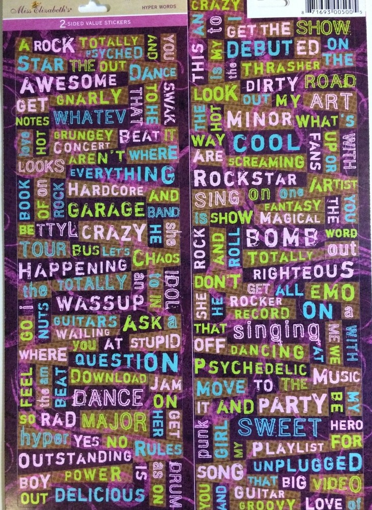 Miss Elizabeth’s HYPER WORDS 100+ Value Stickers Acid Lignin Free Made in USA