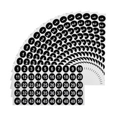 20 Sheets Round Number Stickers, 1-50 Consecutive Number Labels, Black(1″ Each)