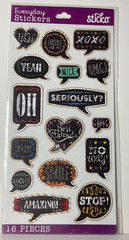 Sticko Chalk Quote Stickers 16PC EK Success Scrapbook Planner B/W Typography New