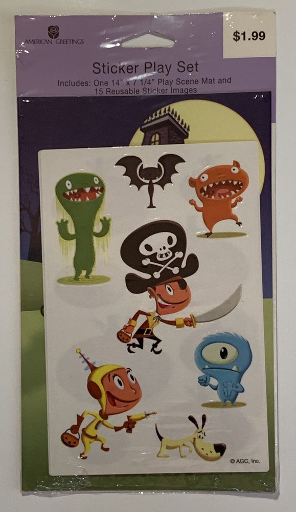 American Greetings Halloween Sticker Play Set. Play Scene Mat With Stickers.