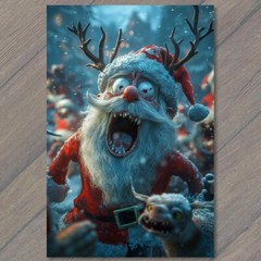 STICKER Scary Santa Claus Evil Grin Red Eyes Christmas Horror Holiday Crazy