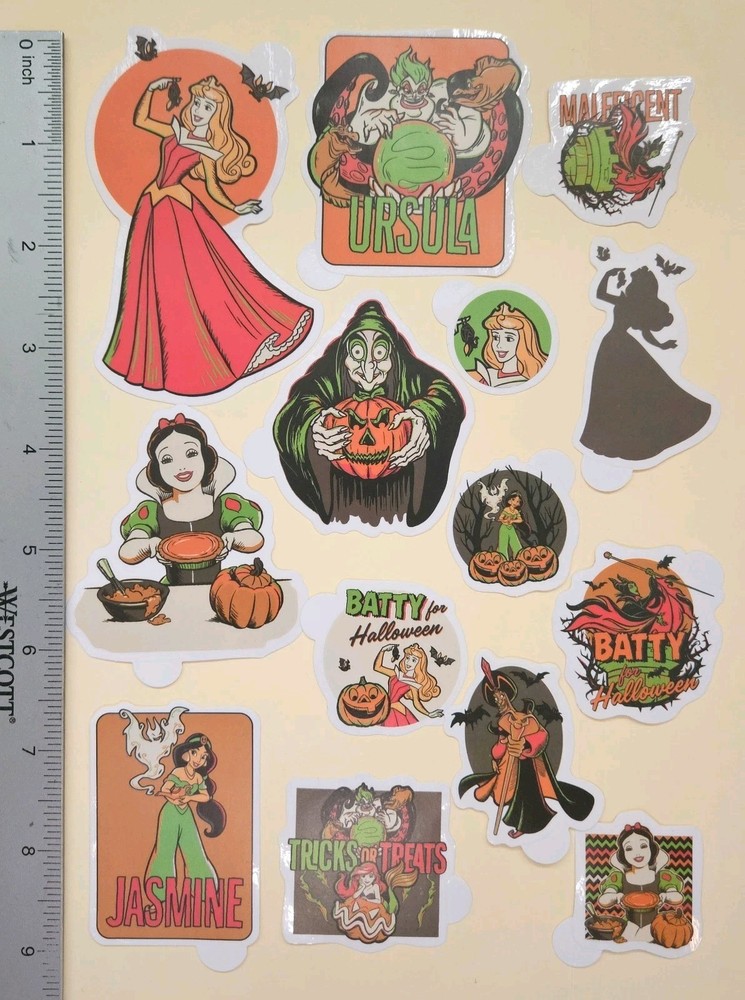 Disney Princess / Happy Halloween 14 Vinyl Decal Stickers. Waterproof.