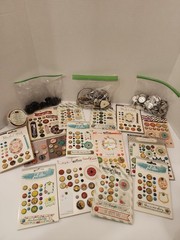 Large Lot Of Decorative Brads Buttons Embellishments For Scrapbooking