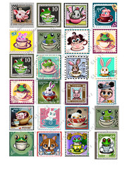 Cute Animals Stamps Collage Supplies For Scrapbook Junk Journal Card Making