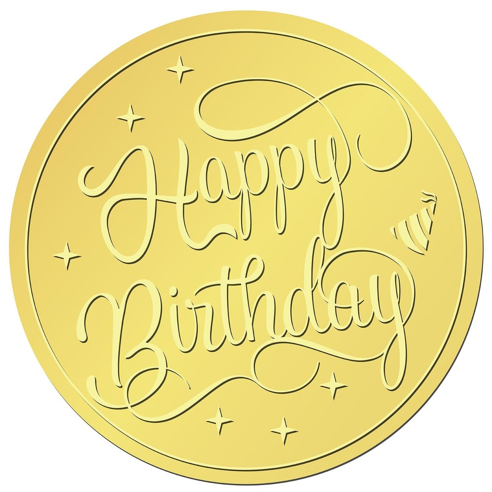 408Pcs Happy Birthday Gold Foil Embossed Stickers 2″ Self Adhesive Envelopes …